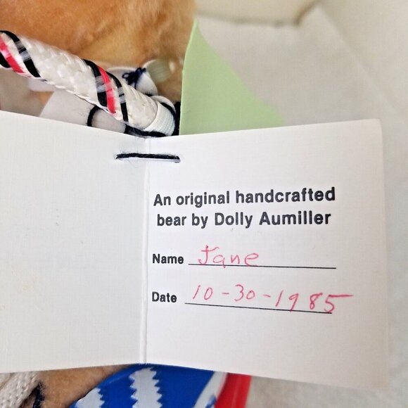 Athlete bear jump rope‎ 16" Plush Dolly Aumiller Jane 1985 honey hill red white - Picture 9 of 12